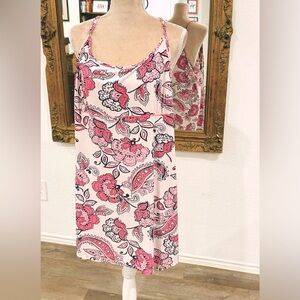 Baby Doll Paisley Floral Nighty Slip Dress Racer Back size 3X Boho